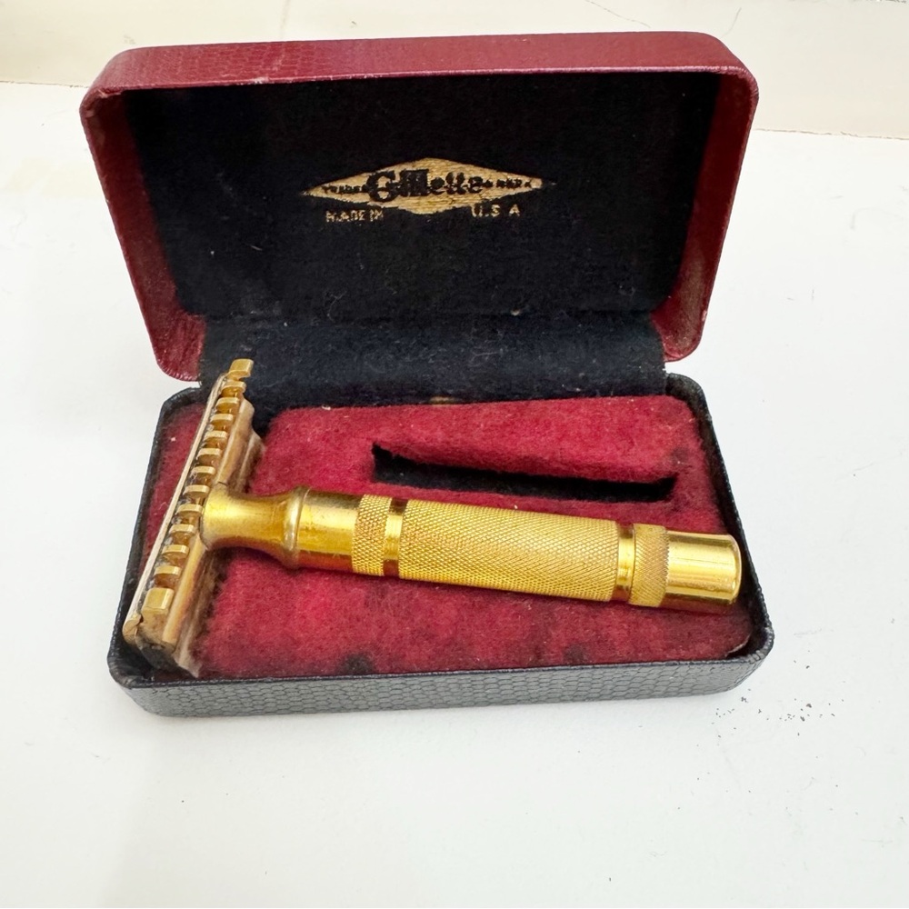 Vintage Gillette Razor & Box Gold Tone